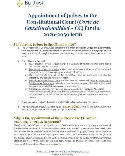 Factsheet: Appointment of Judges to the Constitutional Court (Corte de Constitucionalidad - CC) for the 2026-2030 term